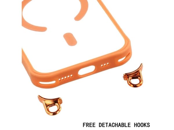 iPhone 17 Case with Adjustable Crossbody Lanyard and MagSafe Compatible Camera Frame as a Stand - Orange