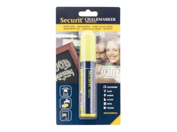 Securit® original kridtmarker med blokspids i gul