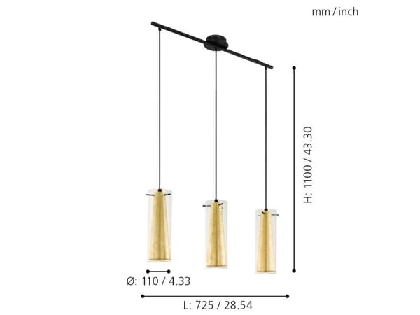 EGLO PINTO GOLD langbord 3L gull/klar