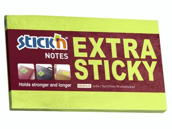 Notes, BNT Stick´n, Extra sticky, grøn 127x76mm - (6 stk.)