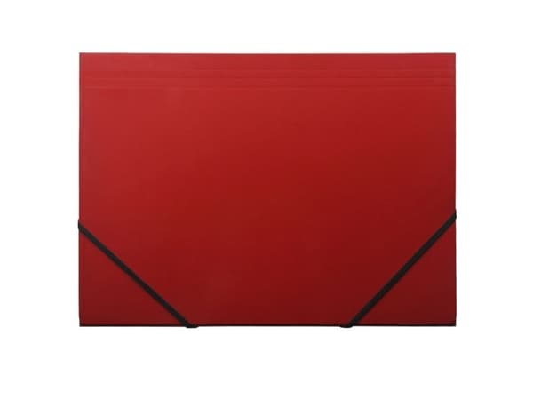 Kartonmappe Q-Line A4 rød m/3 klapper &amp; elastik blank - (10 stk.)