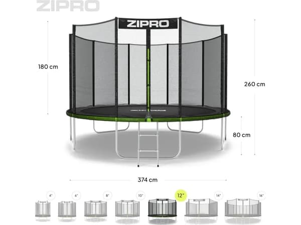 Zipro garden Jump Pro trampoliini 12FT 374cm ulkoverkolla