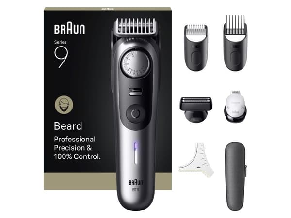 Braun BeardTrimmer 9 80789785, Vekselstrøm/batteri, Grå