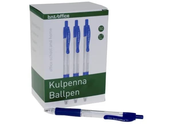 Kuglepen BNT Office 0,7 mm blå m/trykknap - (50 stk.)