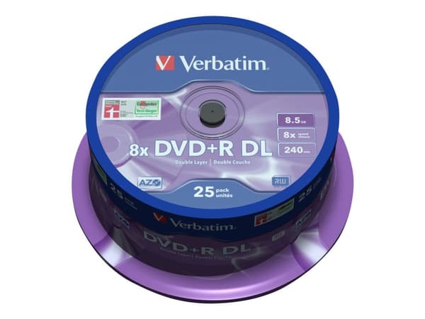 Verbatim - 25 x DVD+R DL - 8.5 GB 8x - matt silver - spindel