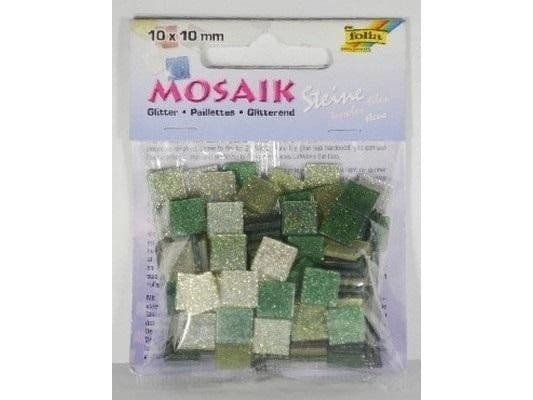 Mosaic pebbles glitter 10x10 mm grön
