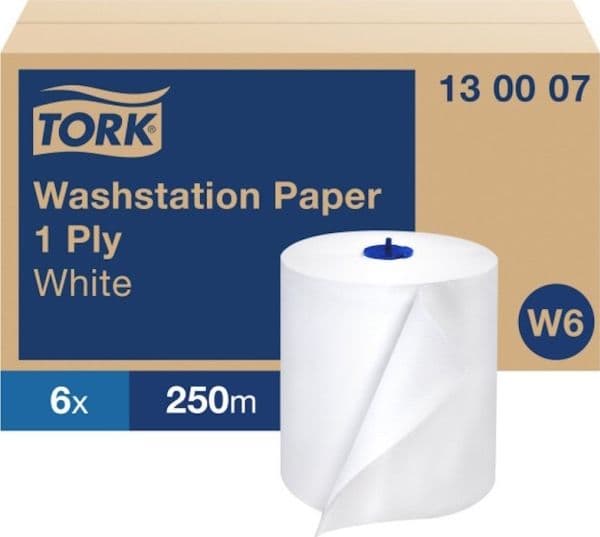 Torkpapper Tork Basic W6 1-lagers vit 130007 6 rullar