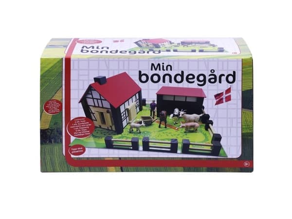 Bondegård m/hegn og flag