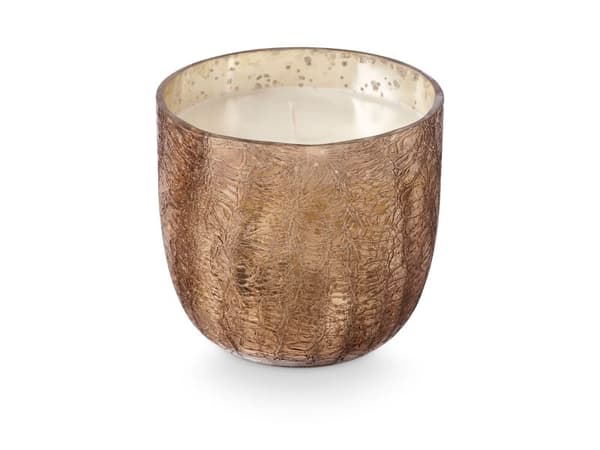 ILLUME Woodfire Crackle duftlys i glas, brun