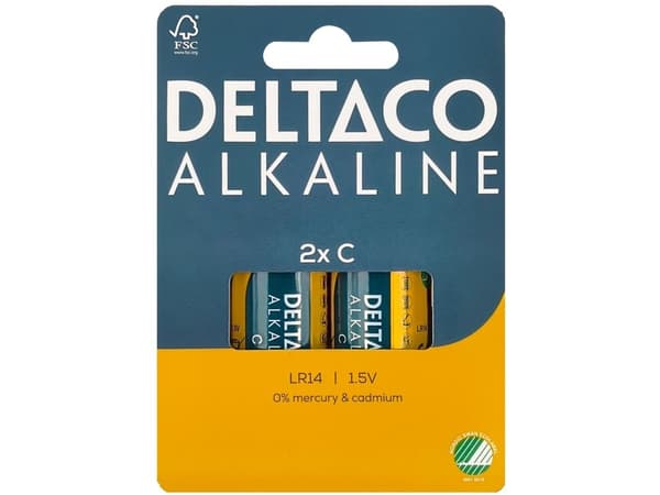 DELTACO - Batteri 2 x LR14-/C-typ - alkaliskt - 8400 mAh