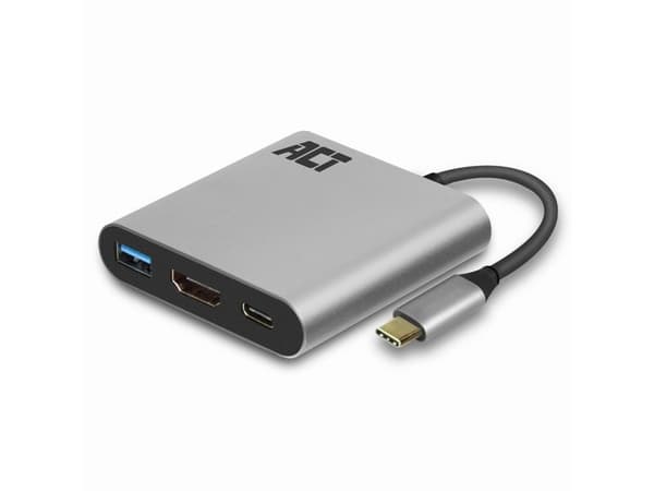 ACT USB-C - HDMI, USB-A, PD 0,15M
