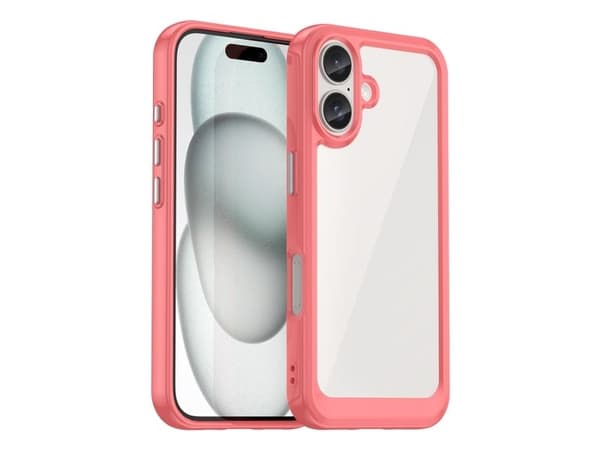 Outer Space-deksel med gelramme til iPhone 16 Plus - rød