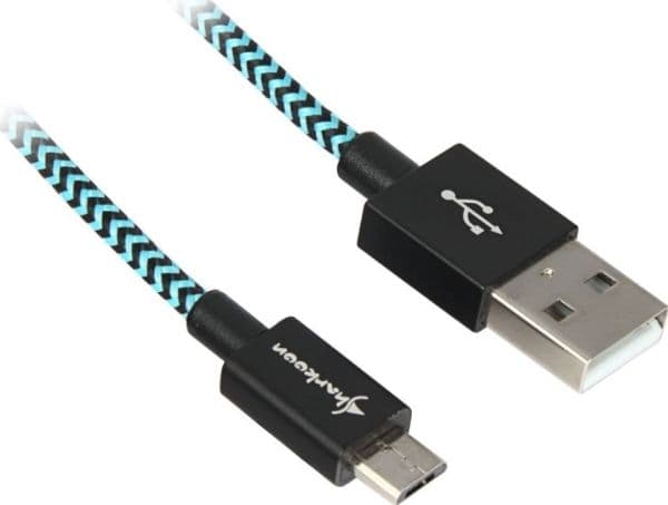 Sharkoon USB 2.0 A-B svart/blå 2,0 m - aluminium + flätat