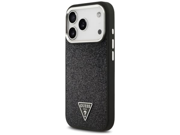 Guess Glitter Triangle Logo MagSafe-deksel til iPhone 17 Pro - Svart