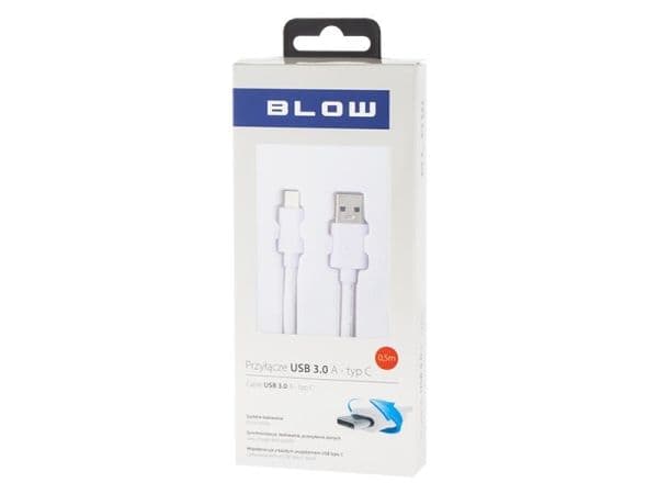 USB-kabel Blow USB-A - 0,5 m Vit (66-120#)