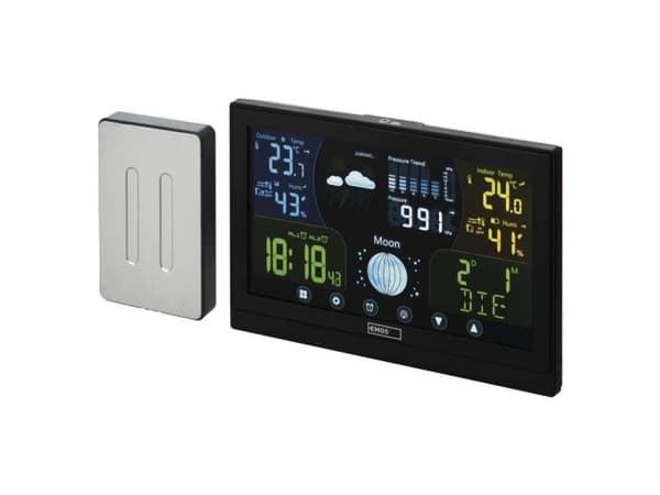 Emos E6018, Svart, Innendørs barometer, Innendørs termometer, Barometer, Hygrometer, Termometer, Barometer, Hygrometer, Termometer, 1 - 99%, 1 - 99%