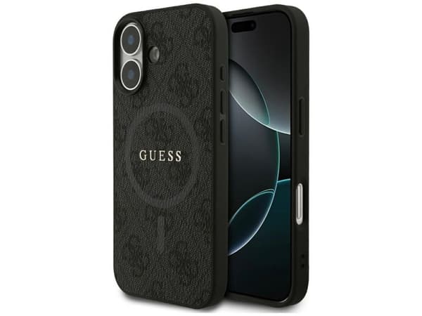 Hard Case Guess 4G Ring Classic Logo with MagSafe for Apple iPhone 17, Black