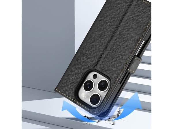 Hurtel Dux Ducis Lawa läderfodral för iPhone 16 Pro Max - svart