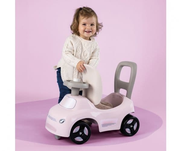 Smoby Auto 2-i-1 skyv-og-gå-bil, rosa
