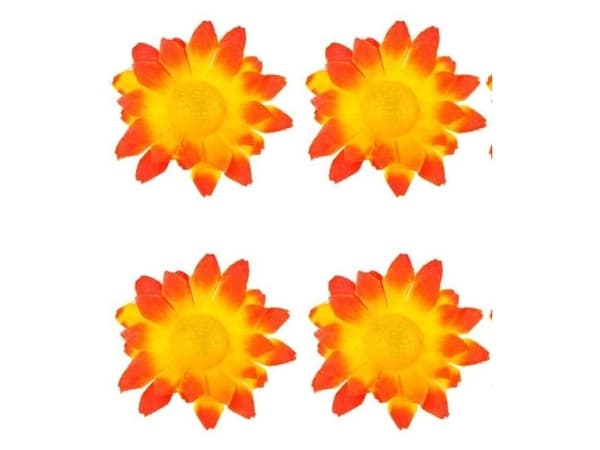 Dekorative blomster, gul og orange