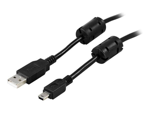 USB 2.0 kaapeli TypeA Type MiniB ferriittivärit 2m musta
