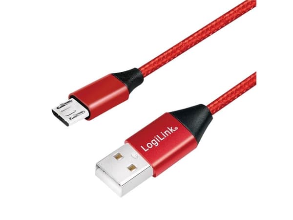 LogiLink CU0151, 0,3 m, USB A, Micro-USB B, USB 2.0, Punainen