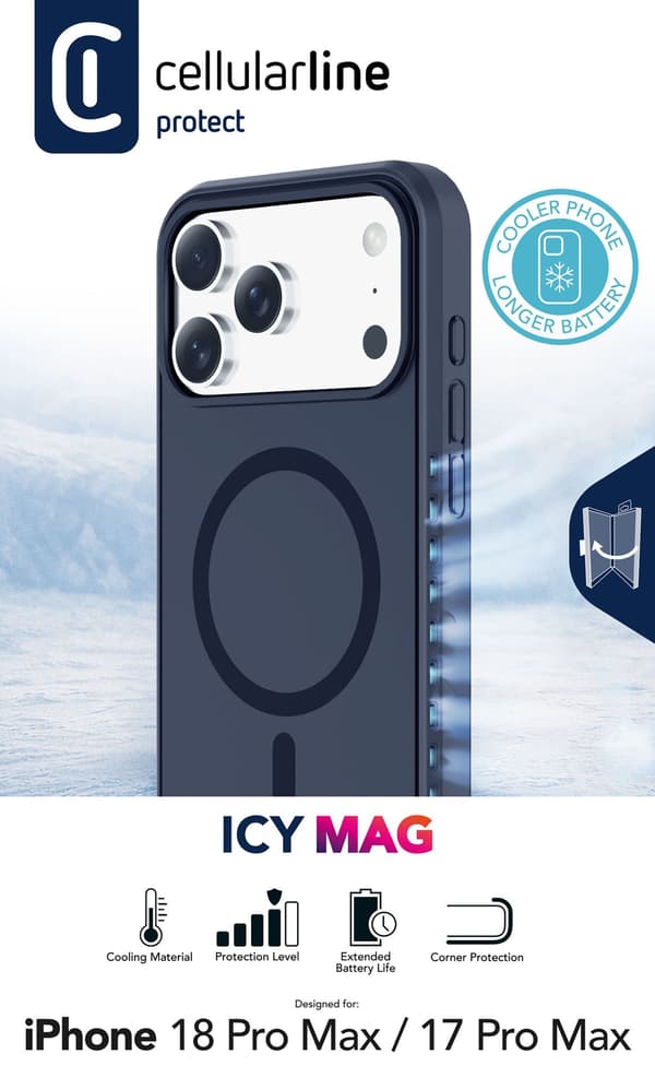 Cellularline ICYMAGIPH18PRMB, Mobilskal, Apple, iPhone 18 Pro Max, 17,5 cm (6.9"), Blå