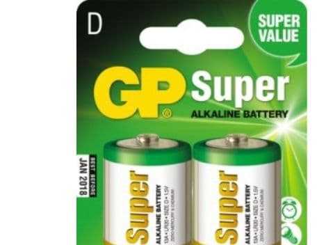 GP Batteries Super Alkaline D-batteri, 13A/LR20, 2-pack