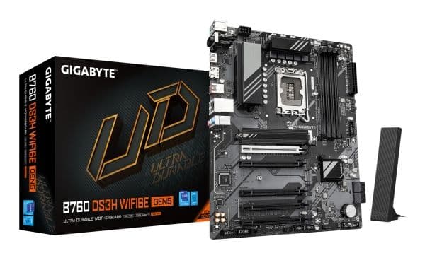 GIGABYTE B760 DS3H WIFI6E GEN5, Intel, LGA 1700, Intel® Celeron®, Intel Core i3 12th Gen, Intel Core i3 13th Gen, Intel Core i3 14th Gen, Intel...,...