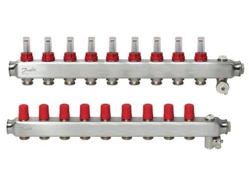 Danfoss SSM manifoldsæt 9+9 m/flowmetre og endestykke