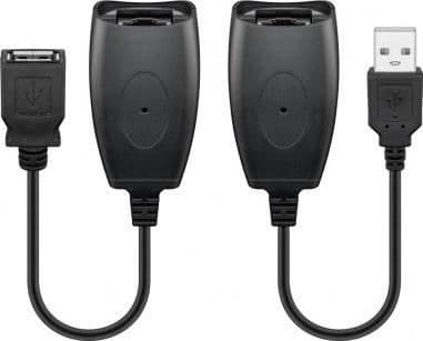 Goobay 93321, USB A, RJ45, USB A, RJ45, Sort