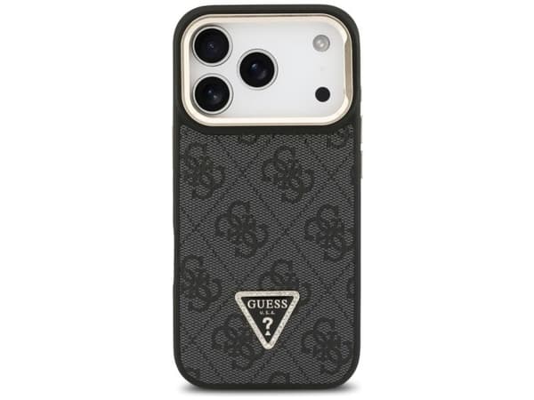 Guess 4G PU Triangle Logo &amp; Stand Camera Magsafe Case for iPhone 17 Pro - Black
