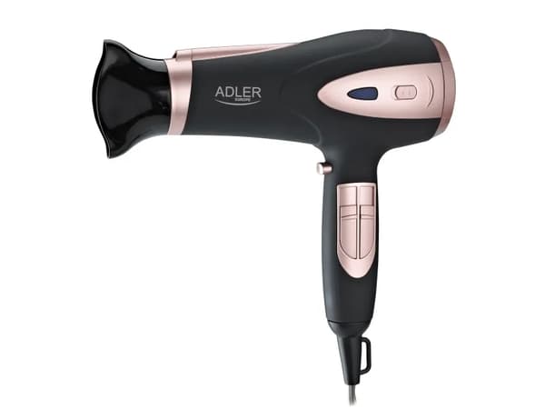 Adler AD 2248b ION hårføner - 2200W + diffuser, svart/rosa