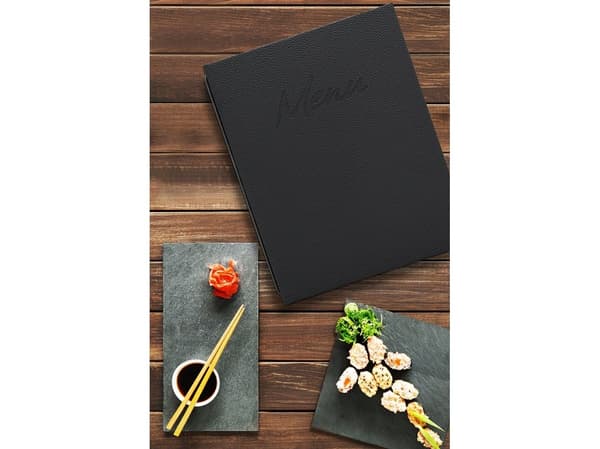 Securit® A4 SIGNATURE menuomslag m/2 lommer, sort