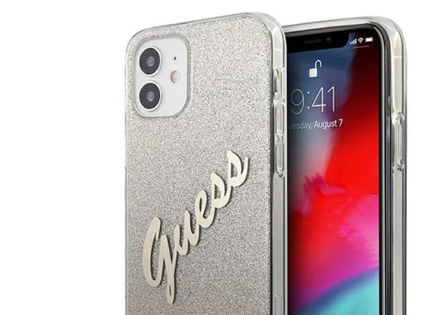 Guess GUHCP12SPCUGLSGO iPhone 12 mini 5,4" hardcase Glitter Gradient Script - gull/gull