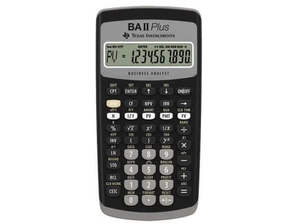 Finansregner Texas BA-II Plus, sort, 10 cifre