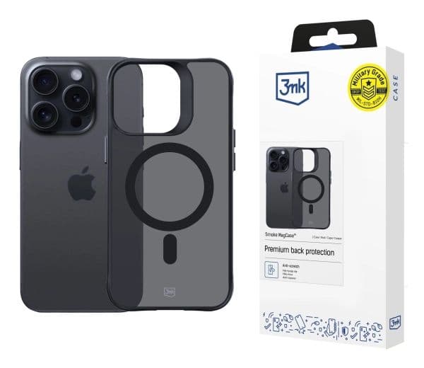 3MK Smoke MagCase, Mobilskal, Apple, iPhone 15 Pro, 15,5 cm (6.1"), Grå