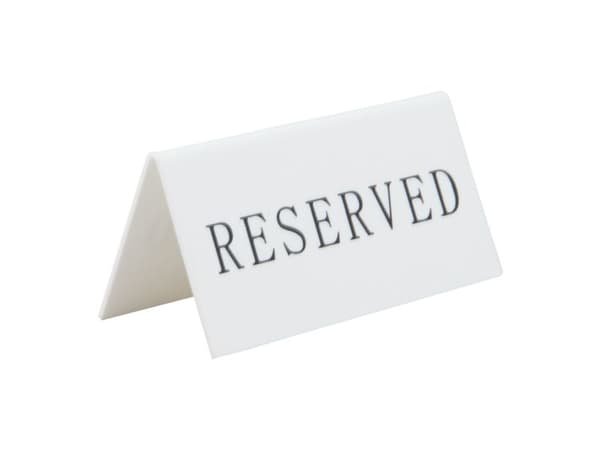 Securit skylt RESERVED hård akryl vit (5 st/förp.)