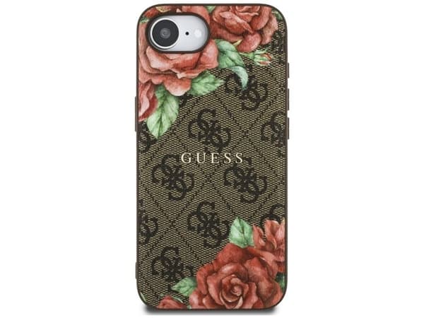Guess 4G Flowers MagSafe-telefonfodral iPhone 16e brun