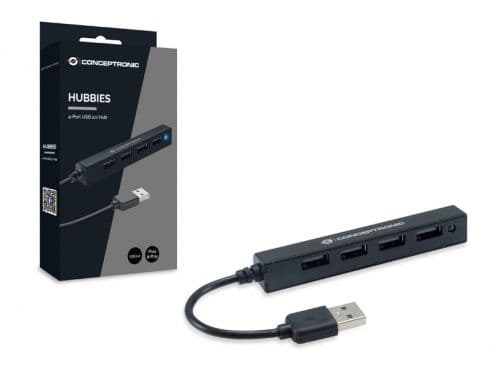 Conceptronic HUBBIES05B, USB 2.0, USB 2.0, 480 Mbit/s, Sort, 0,09 m, China