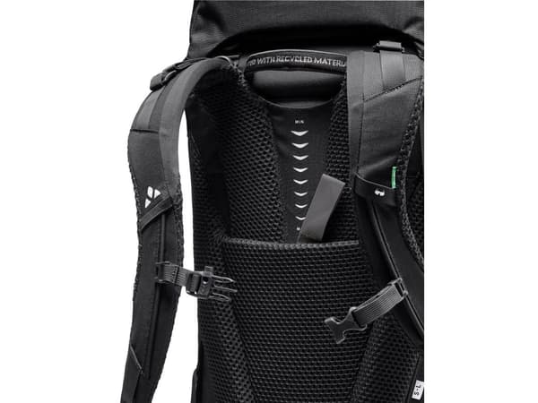 VAUDE Astrum EVO 60+10, Ramme-løs, Front, Turgåing, Svart, Polyester, Polyuretan (PU), Polyester, Polyurethan