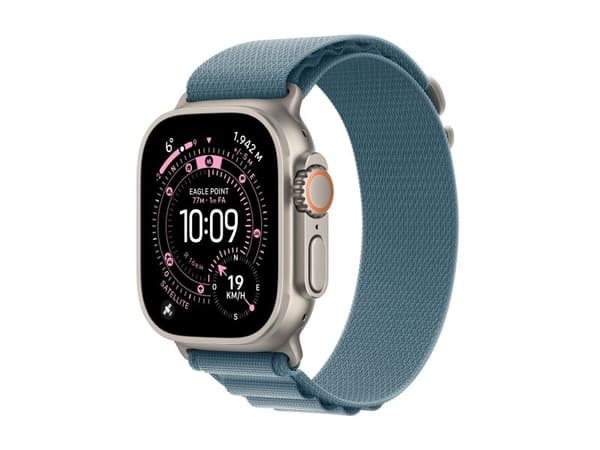 Apple Watch Ultra 3 GPS + Cellular 49mm Natural Titanium Case with Light Blue Alpine Loop - Large
