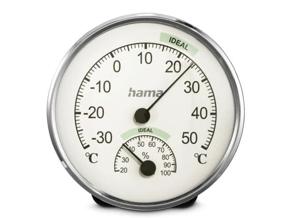 Hama Chios, Innendørs, °C, -30 - 50 °C, Analog, Sølv, Hvit, Rustfritt stål