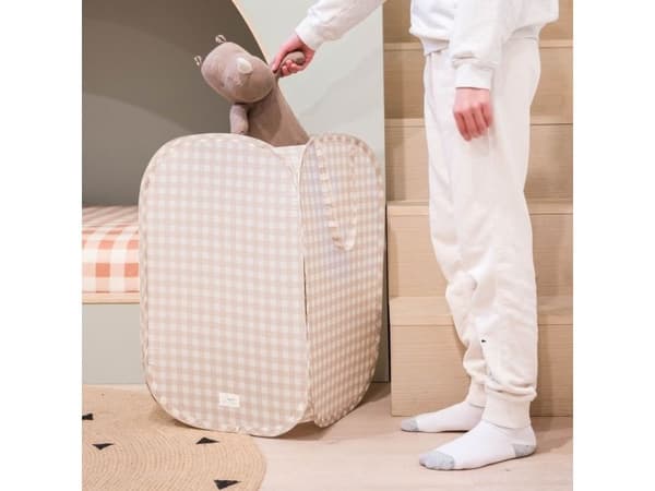 3 Sprouts pop-up vaskekurv, gingham beige