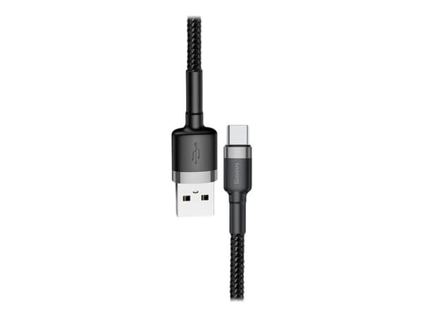 Baseus Cafule - USB-kabel - USB (han) til 24 pin USB-C (han) - USB 2.0 - 2 A - 2 m - gråsort