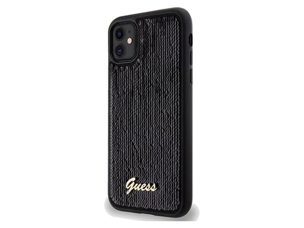 Guess Sequin Script metallskal för iPhone 11 / Xr - svart