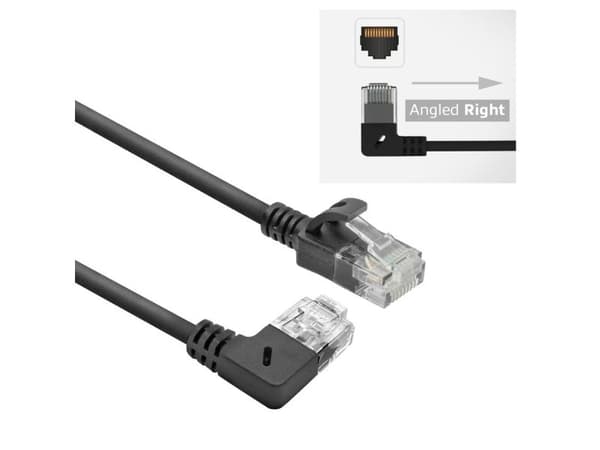ACT CAT6A U/UTP SLIM R-ANG BK 3.0M