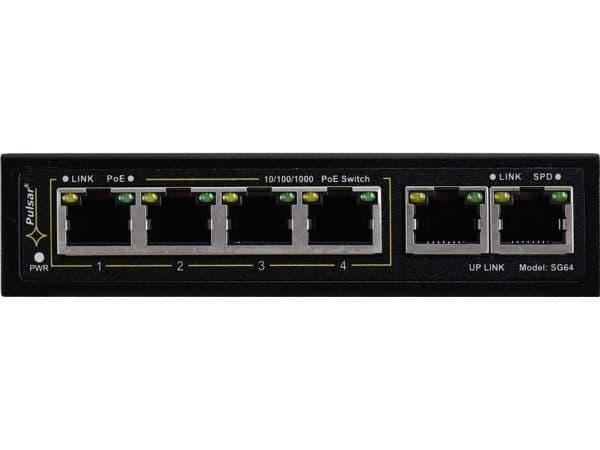 Kytkin PoE PULSAR SG64 4+2 Sort