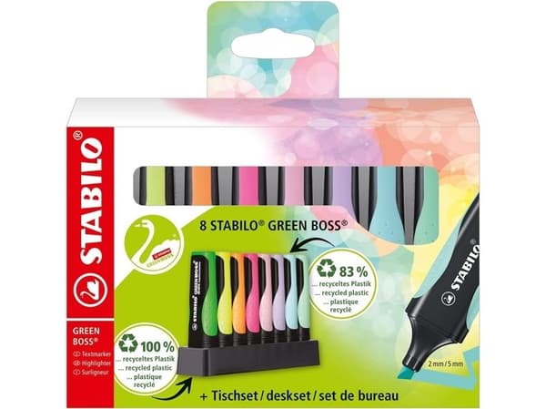 Highlighter, Stabilo Green Boss, ass. farver