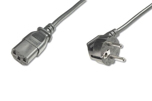 ASSMANN - Strømkabel - IEC 60320 C13 til CEE 7/7 (han) - AC 250 V - 5 m - 90° stikforbindelse - sort - Europa